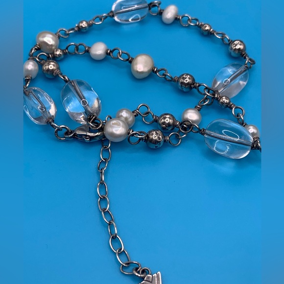 Silpada Vintage Sterling Freshwater Pearl & Crystal Quartz Necklace - Picture 10 of 16